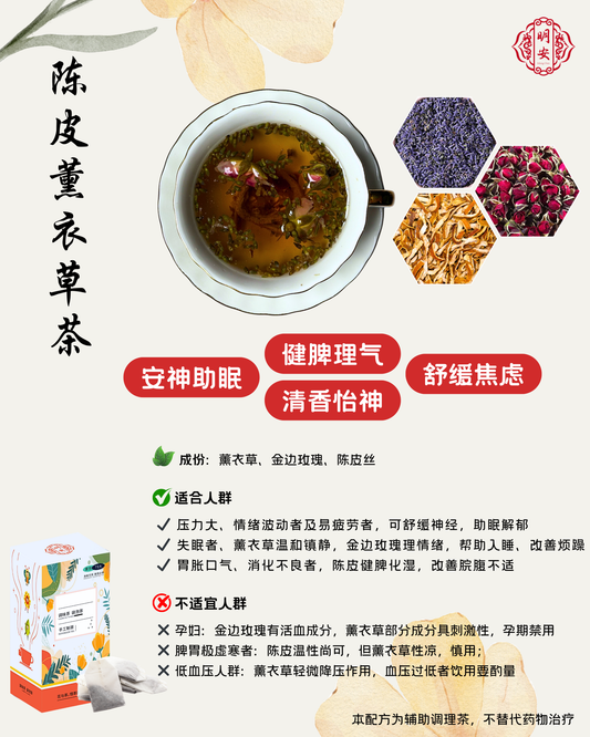 【舒压安神】陈皮薰衣草茶, Lavender Chenpi Harmony Tea